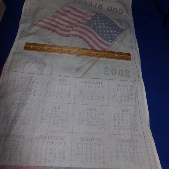 Vintage Patriotic "God Bless America" Liberty Flag Hanging Cloth Calendar - 2003 - Picture 4 of 4
